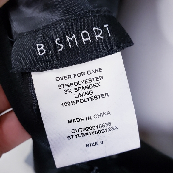 B Smart Black Satin Gown Formal Dress Prom Homecoming Open Back Front Slit Sz 9 - Picture 13 of 15